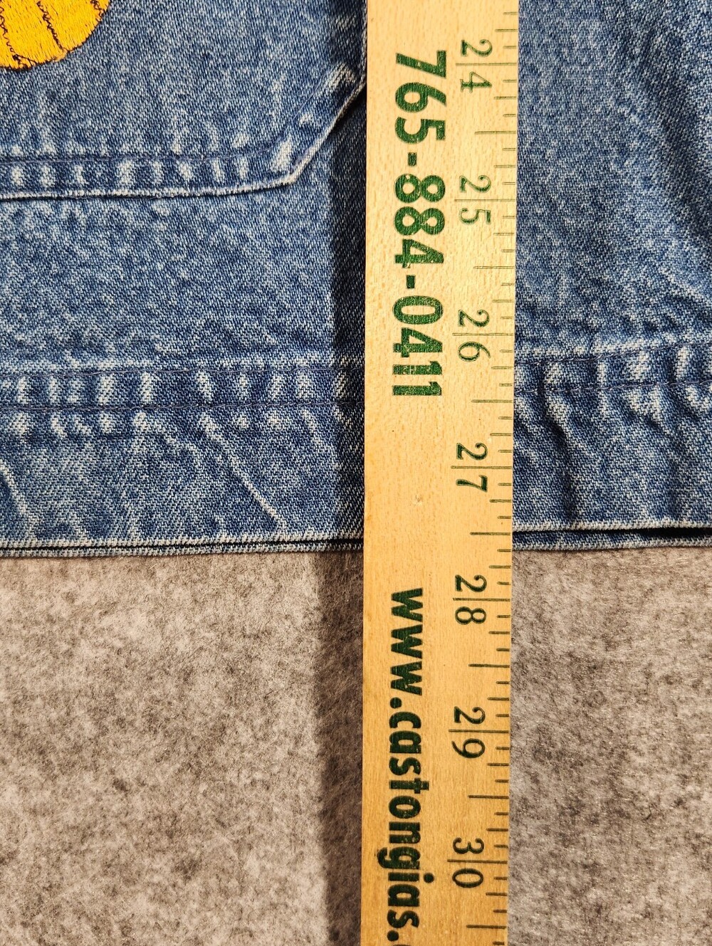 Vintage Take Two Embroidered Blue Denim Chore Jacket with Fall Patchwork Xlarge - Picture 5 of 11